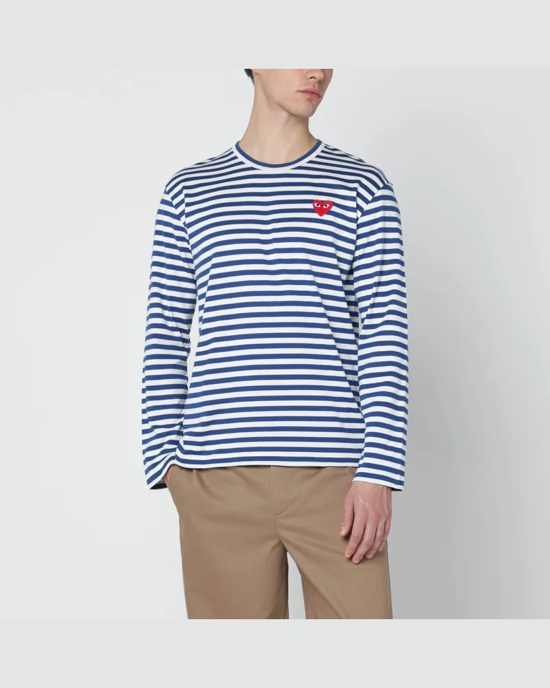 Comme des Garçons Marineblau/weiß gestreiftes Baumwoll-Langarmshirt Blau