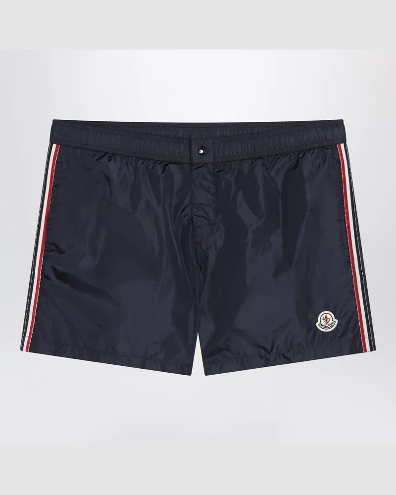 Moncler Marineblaue Badeshorts mit Logo-Patch Blue