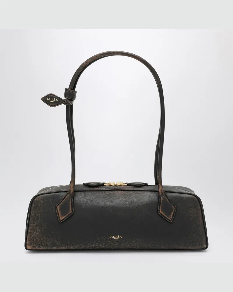 Alaïa Le-Teckel-Tasche in mittlerer Größe aus Leder mit Antik-Effekt Brown