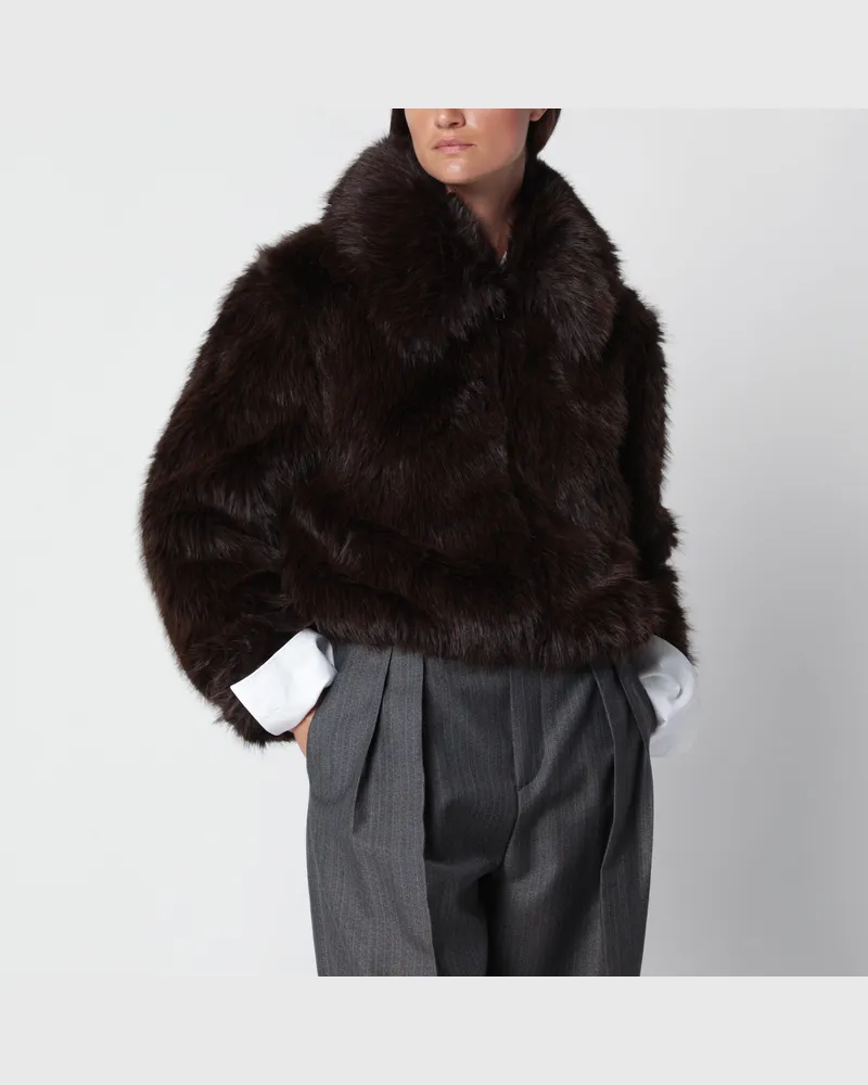 FRANKIE Shop Hope braune Jacke aus Kunstpelz Brown