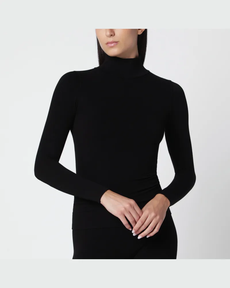 Totême Schwarzer Rollkragenpullover aus kompaktem Jersey Black