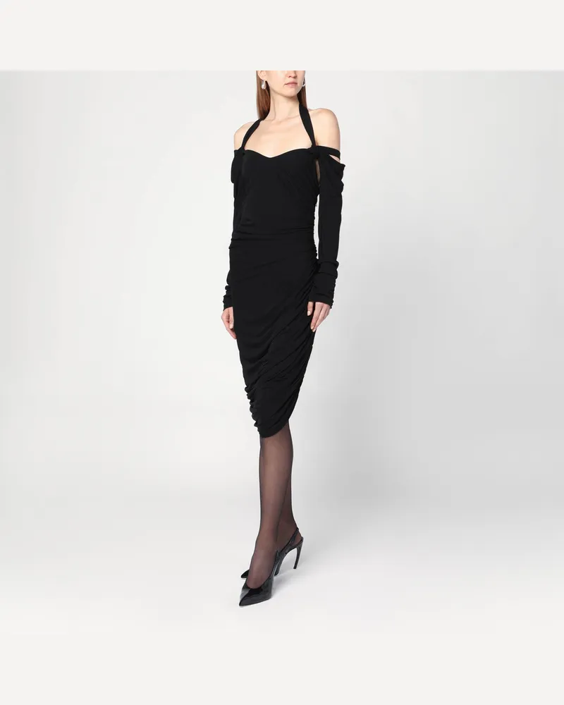 ATTICO Schwarzes Midikleid aus Viskose-Crêpe Black