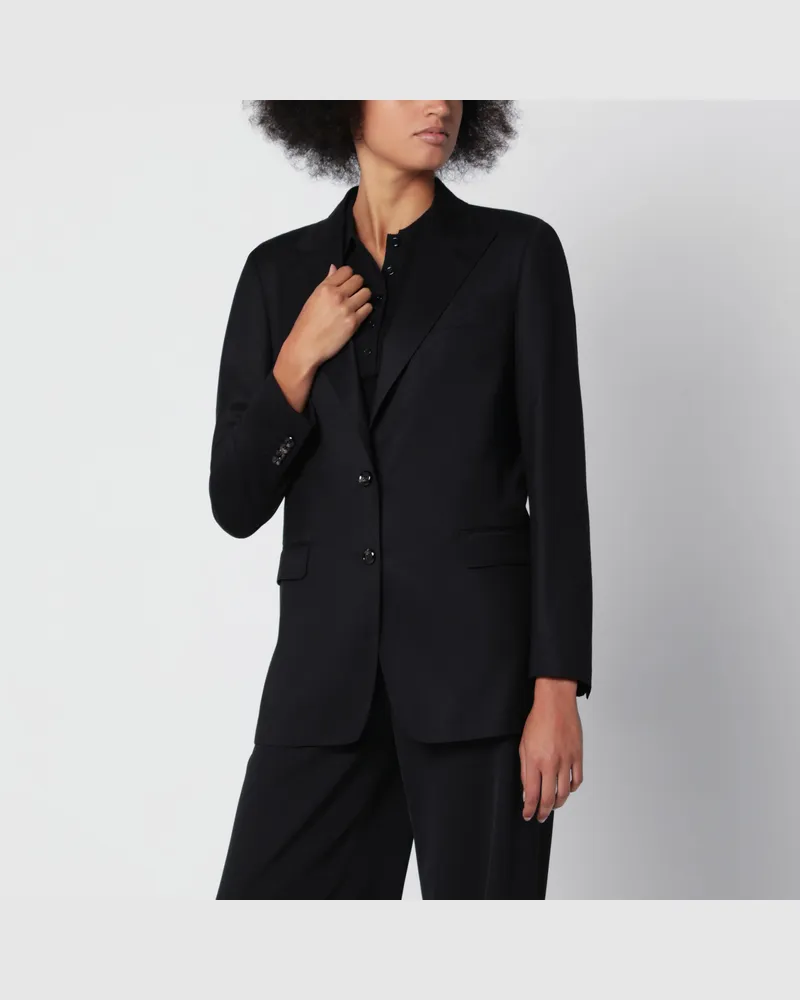Tagliatore Schwarze einreihige Jacke aus Wolle und Seide Black