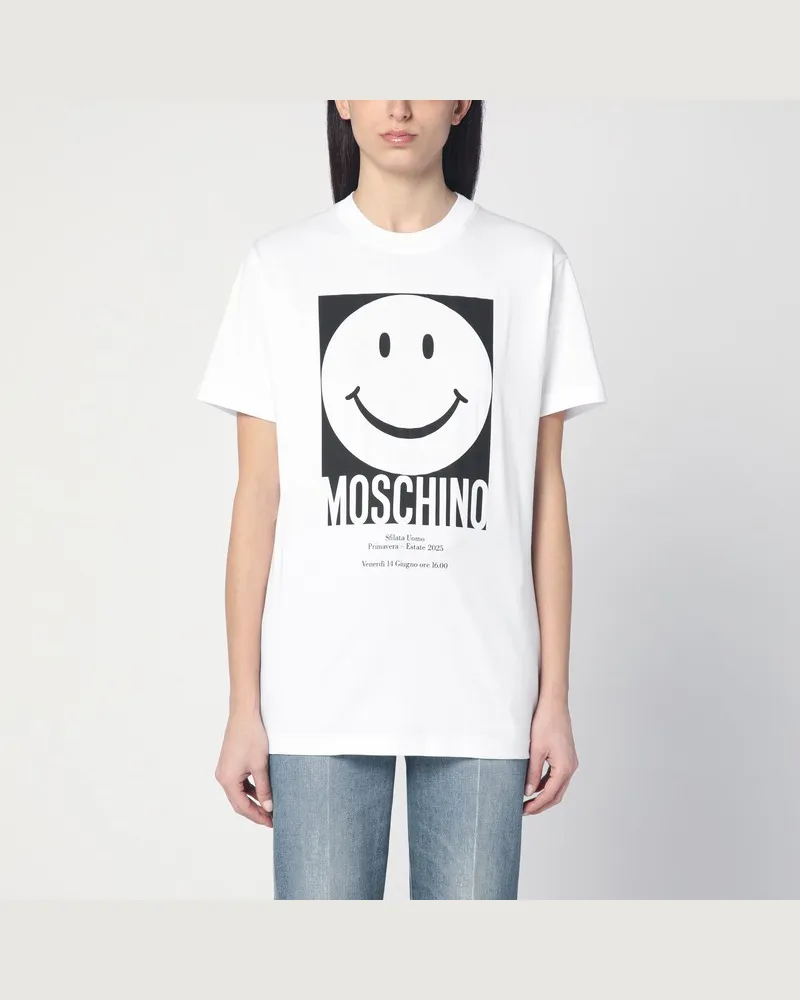 Moschino Weißes T-Shirt Smile aus Baumwolle Weiß