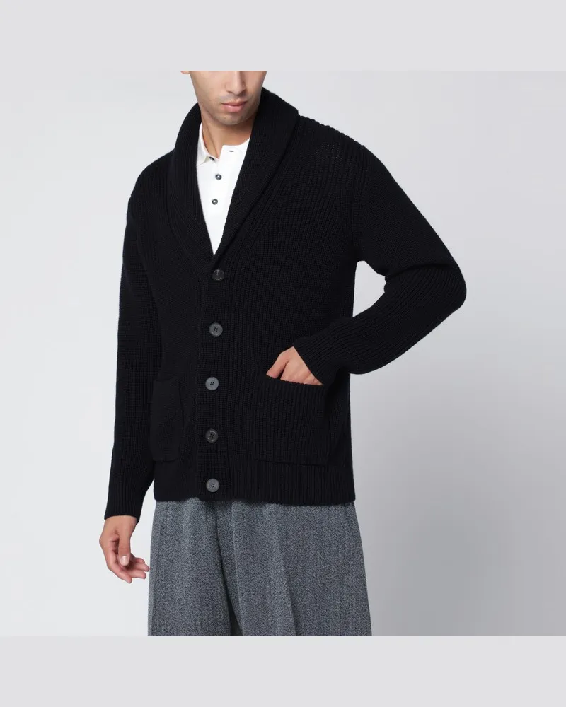 Drumohr  Cardigan aus marineblauer Merinowolle Blau