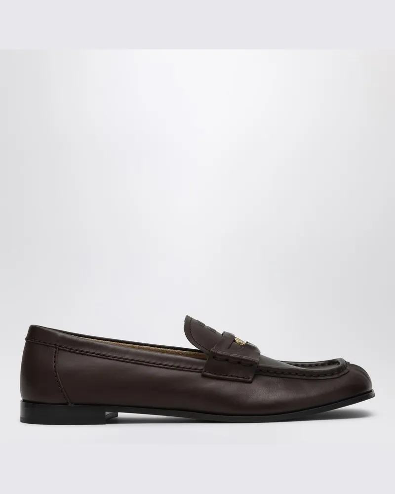 Miu Miu Brauner Slipper mit Penny-Detail Braun