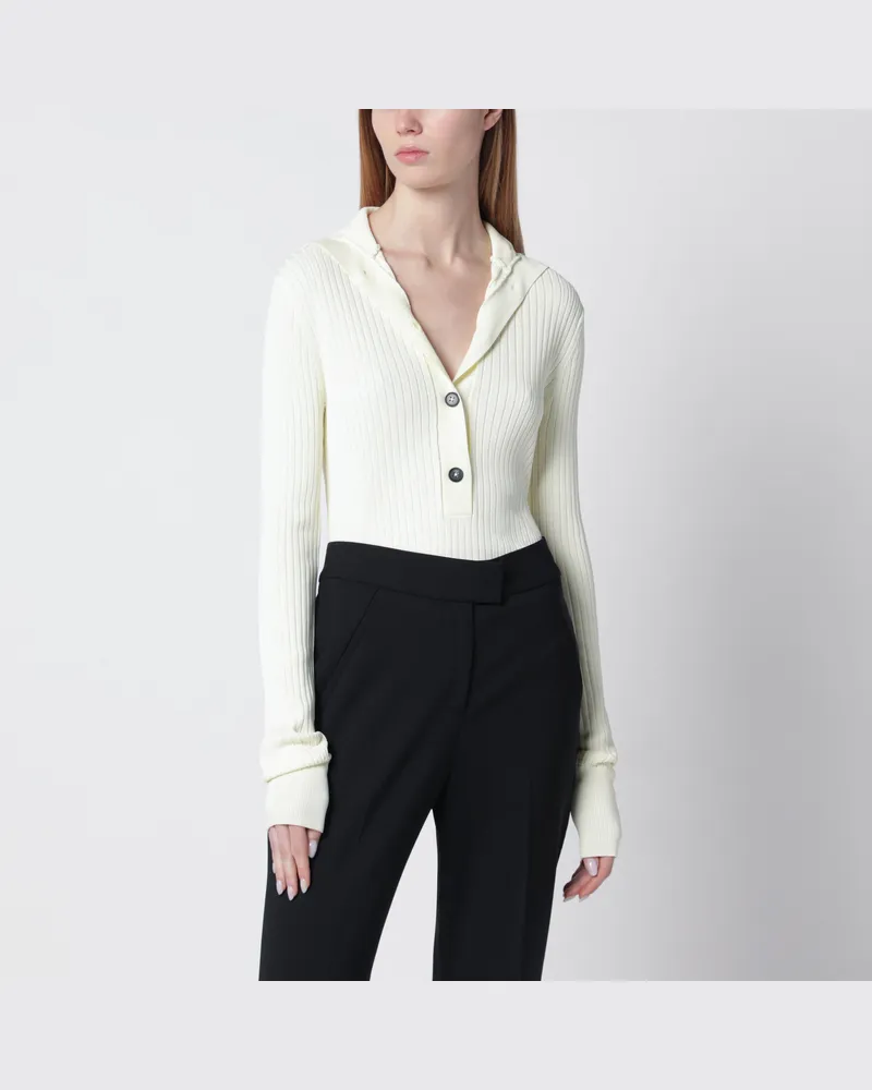 Entire Studios Weißes Henley-Top mit hohem Kragen Black