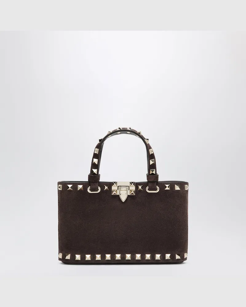 Valentino Garavani Mini-Shopper Rockstud braun aus Wildleder Brown