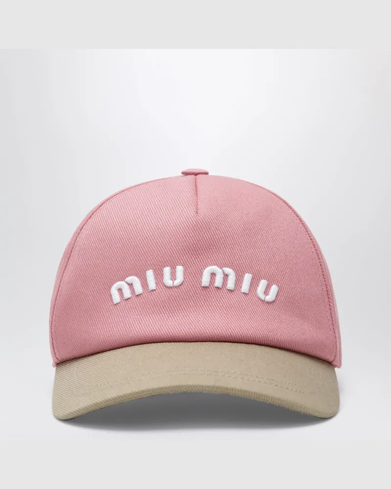 Miu Miu Baseballkappe aus Baumwolldrill rosa/beige Pink