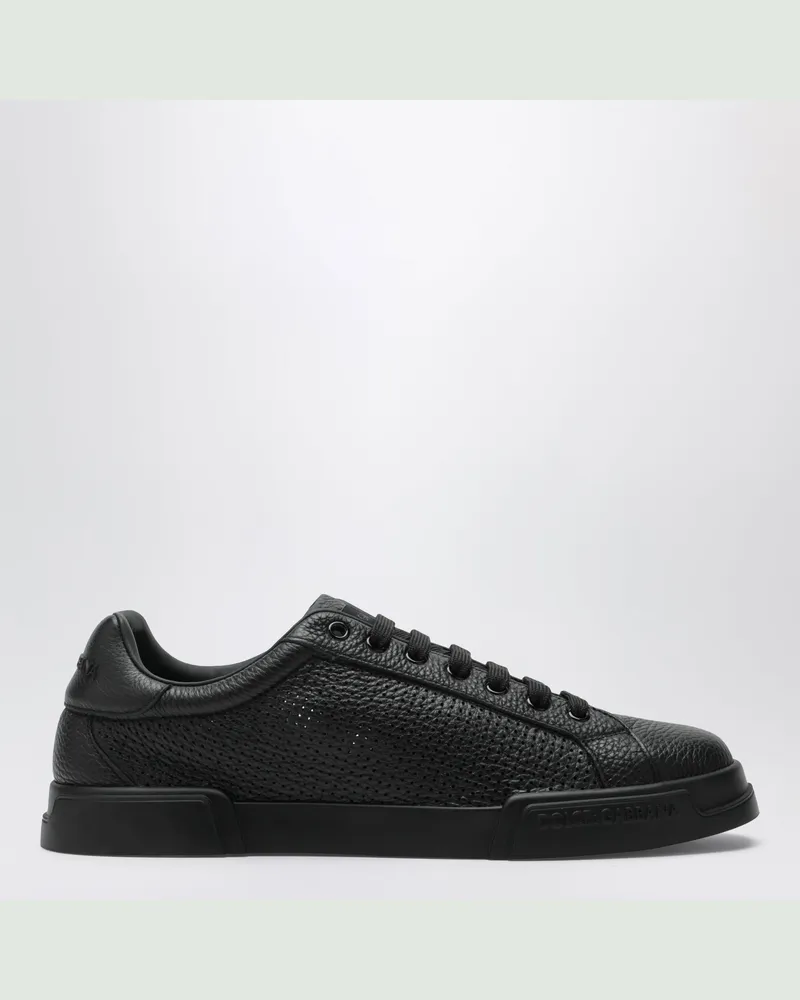 Dolce & Gabbana Portofino Light Strobel Sneaker aus schwarzem Leder Black