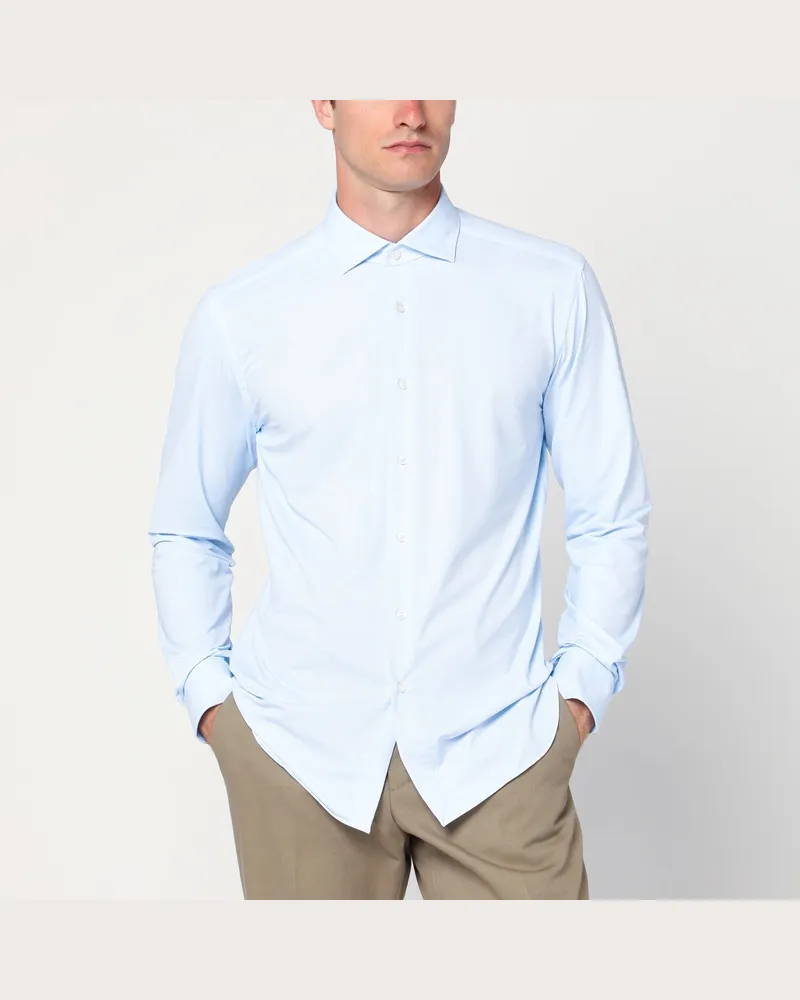 XACUS Hellblaues Active-Hemd aus Twill 