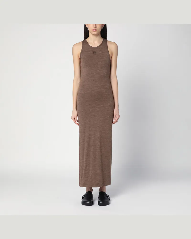 Loewe Braunes Kleid aus Wolle mit Anagram-Logo Brown