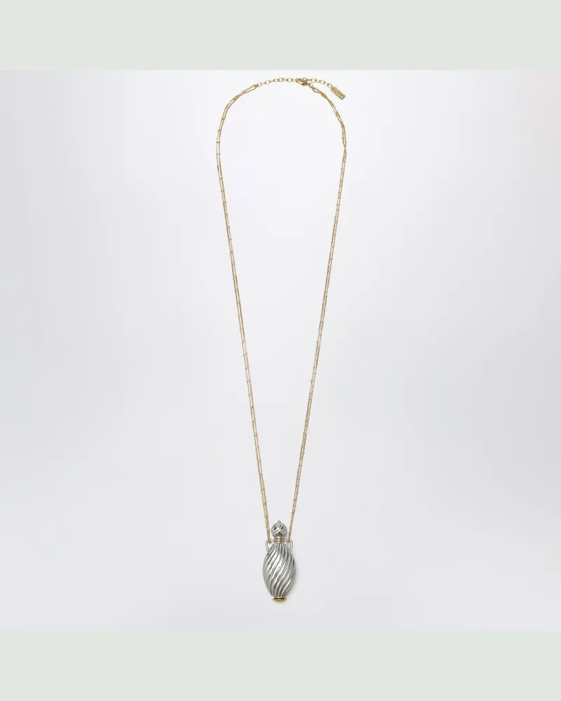 Chloé Halskette mit Flaschenanhänger aus Messing, Gold/Silber Metal