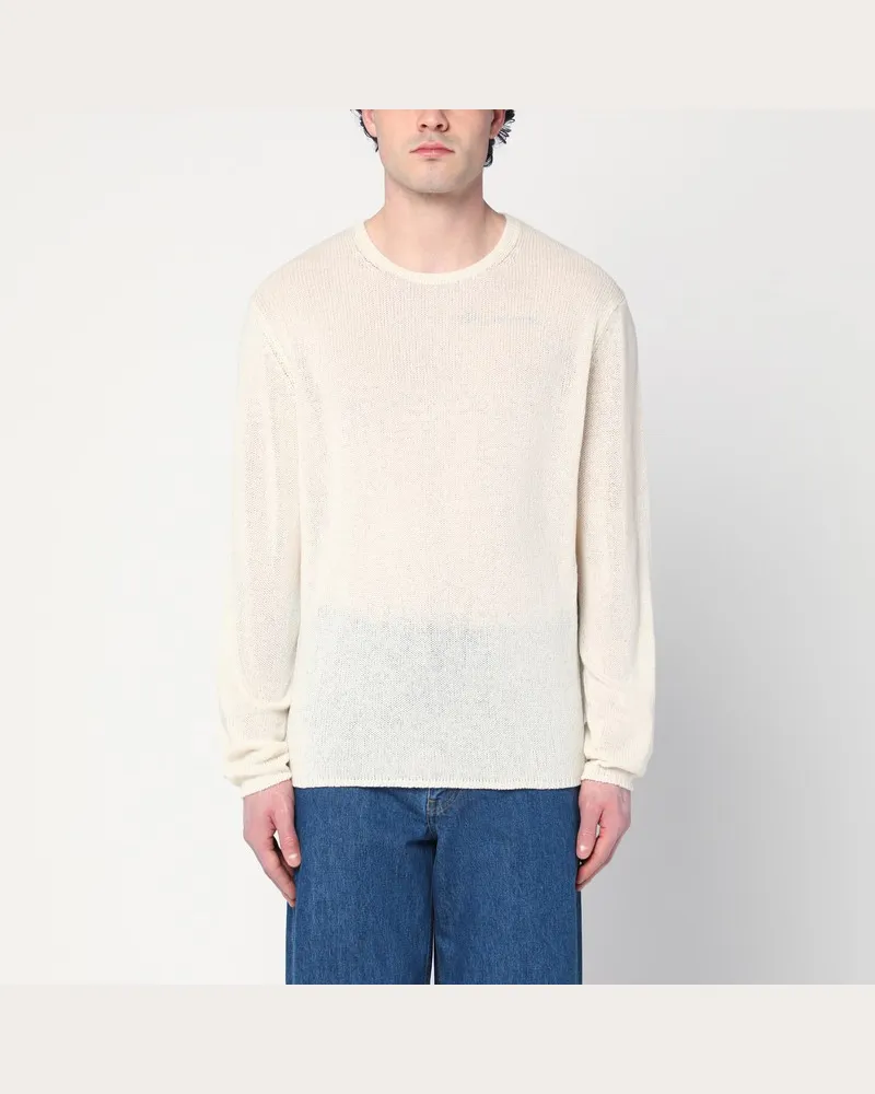 AURALEE Elfenbeinfarbener Kaschmirpullover Weiß