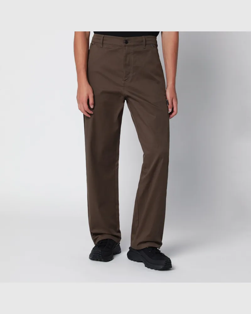 Moncler Khakigrüne Hose aus technischer Baumwolle Green