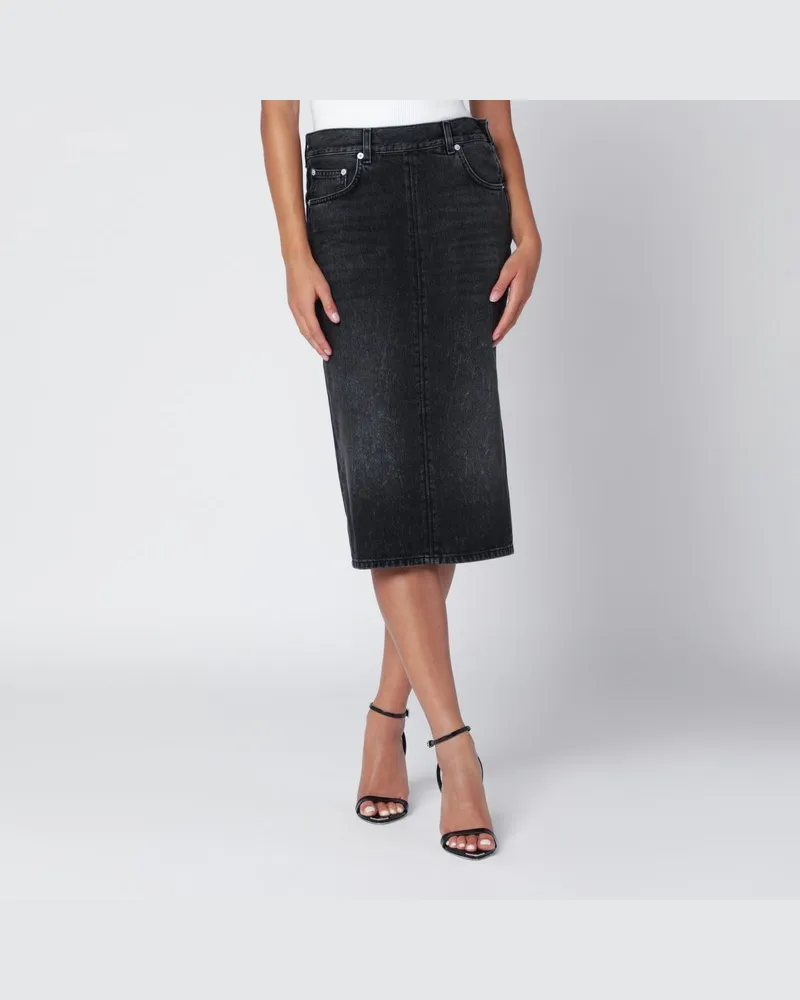 Haikure Schwarzer Kim-Jeansrock mit Washed-Effekt Schwarz