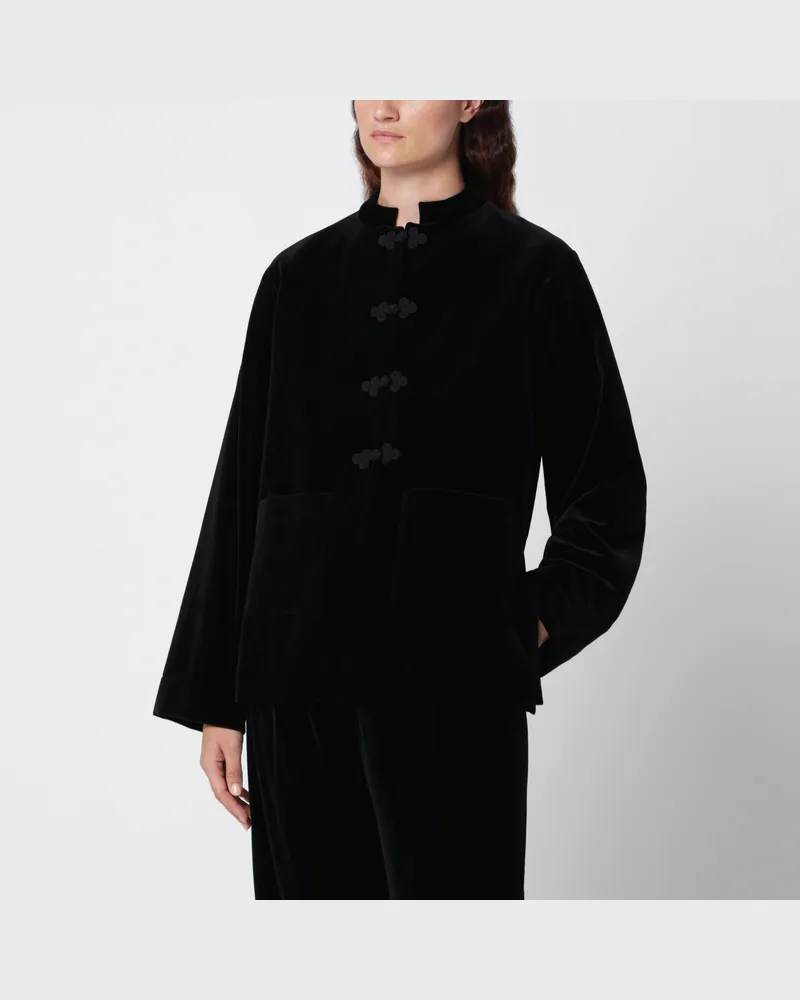 Róhe Schwarze Samtjacke mit Pankou-Verschluss Black