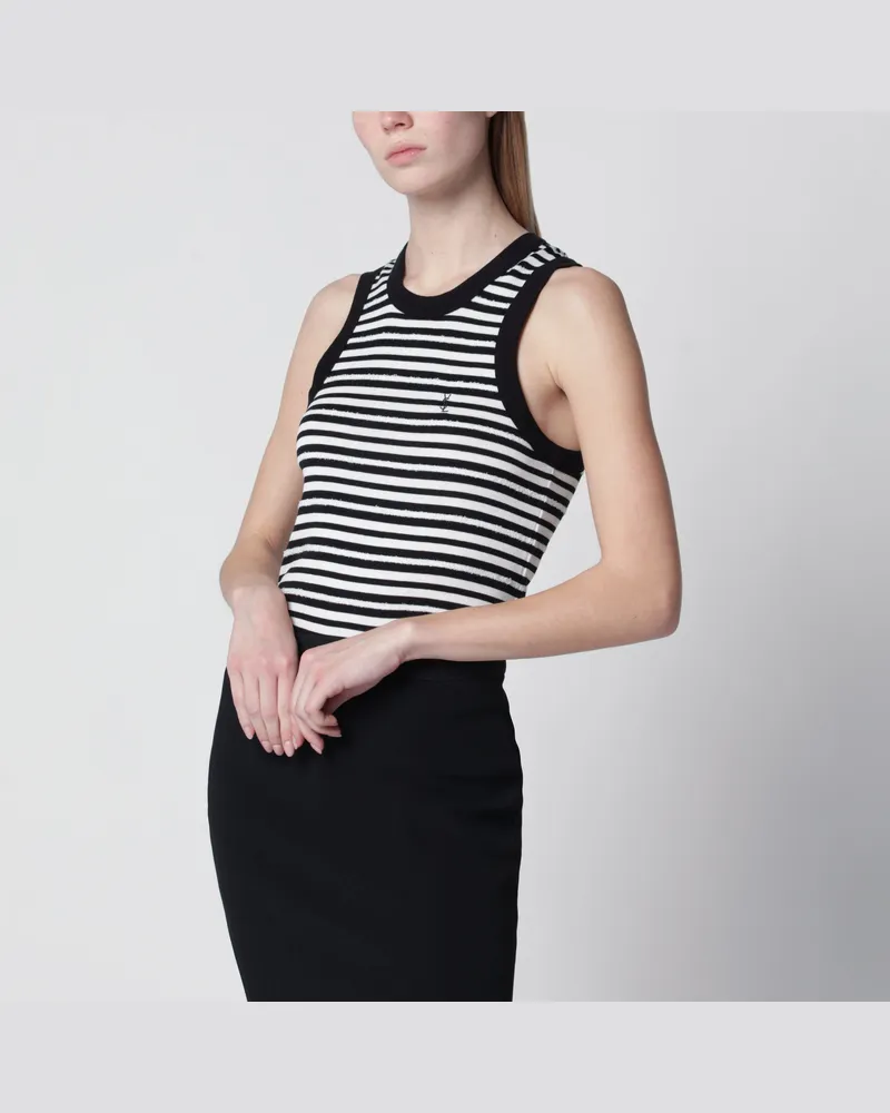 Saint Laurent Gestreiftes Cassandre-Top aus Baumwollmix in Schwarz Black