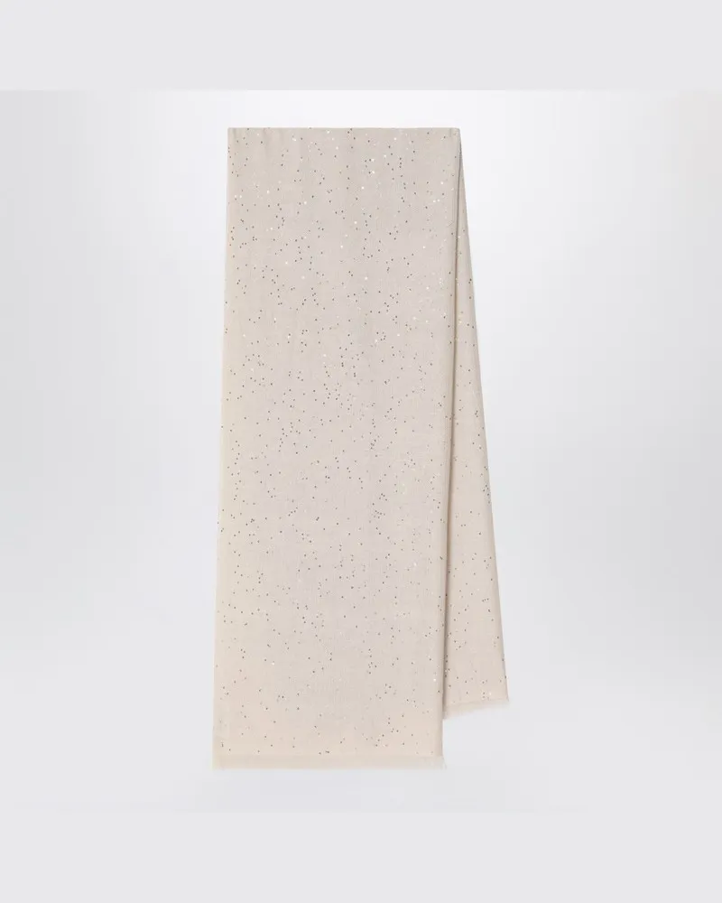 Brunello Cucinelli Rustikaler beigefarbener Kaschmirschal Beige