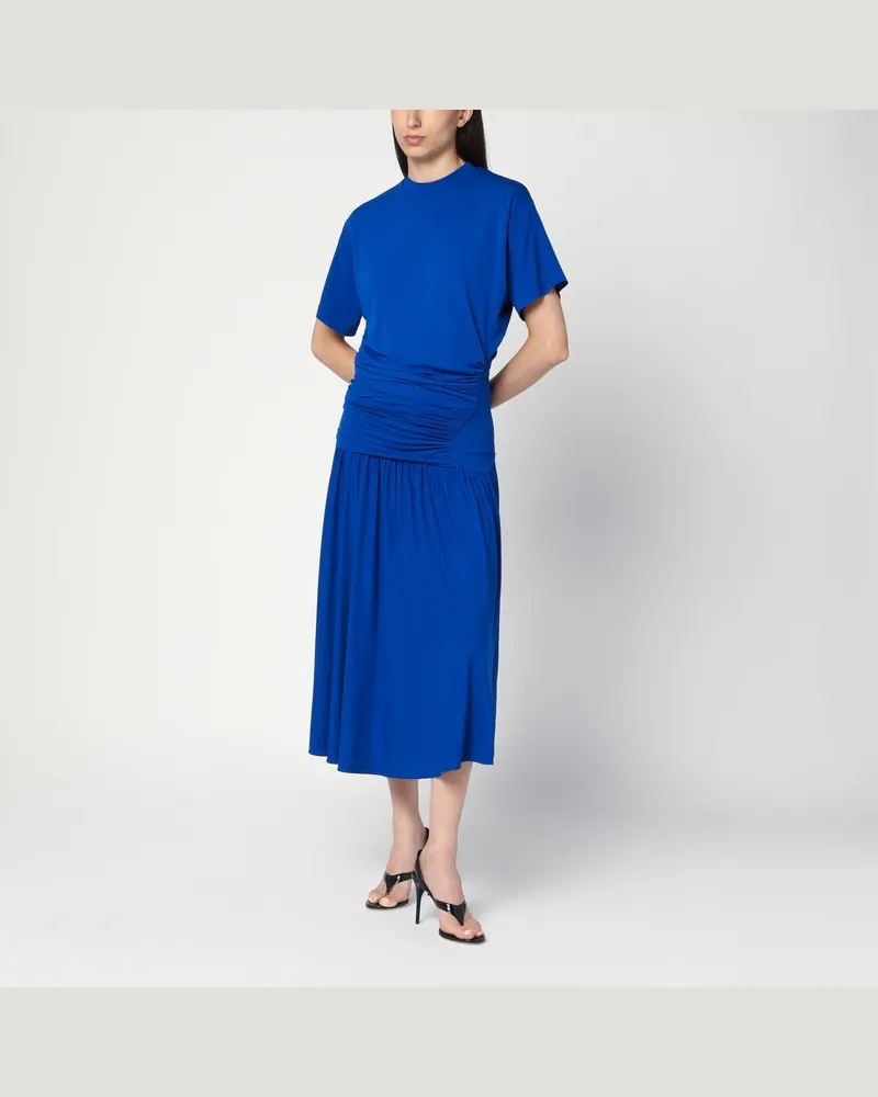 Ferragamo Langes blaues Kleid mit Drapierung Blau