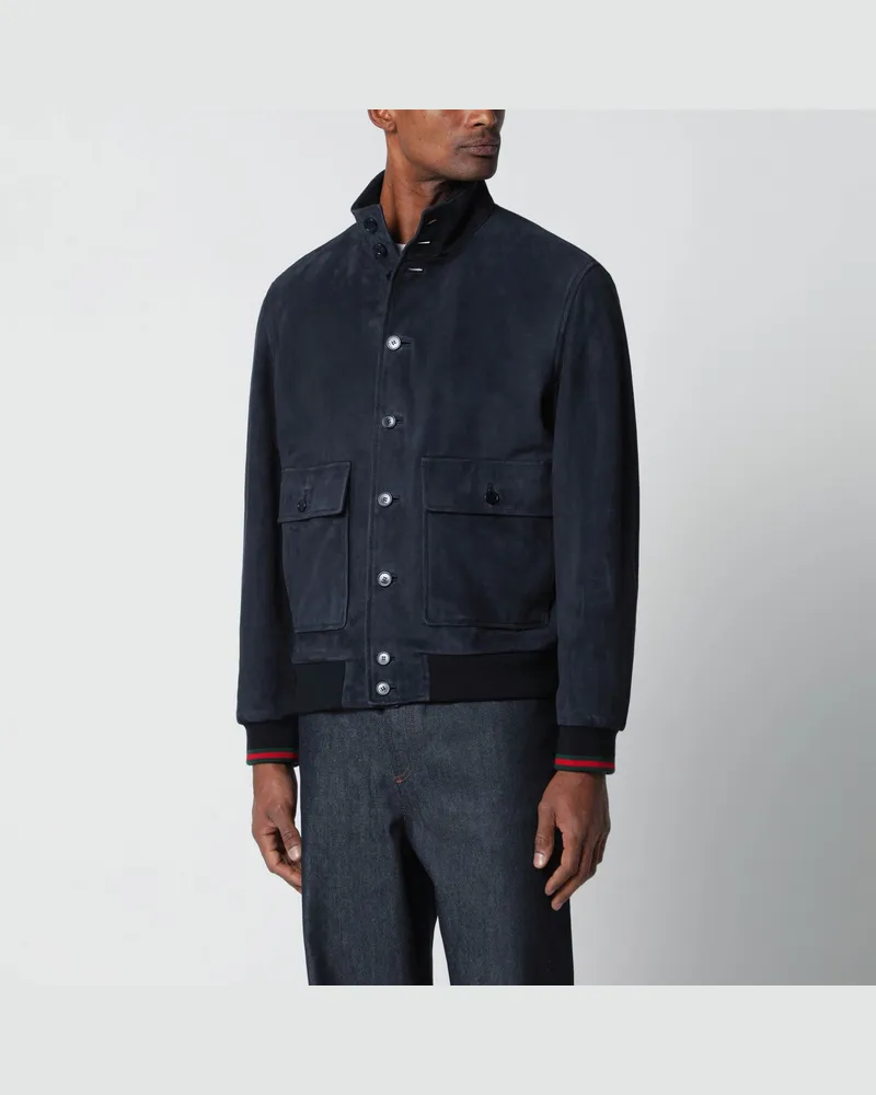 Gucci Blaue Lederjacke Blue