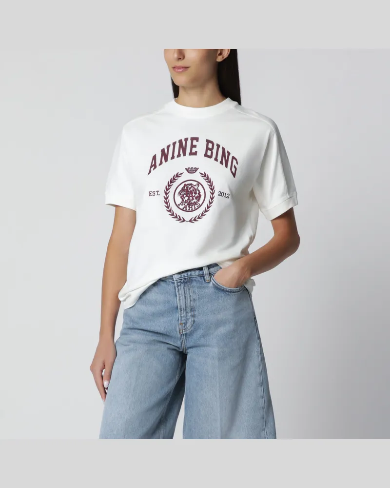 Anine Bing Cremefarbenes T-Shirt mit Logoprint White