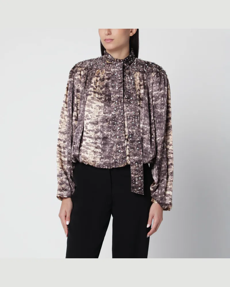 Isabel Marant Beige Laraya Bluse aus Seide mit Python-Print Beige