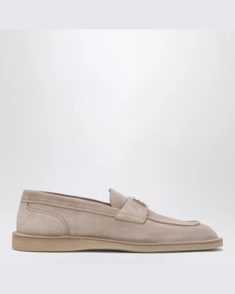 Dolce & Gabbana Loafer in Wüstenfarbe aus Veloursleder mit DG-Logo Beige