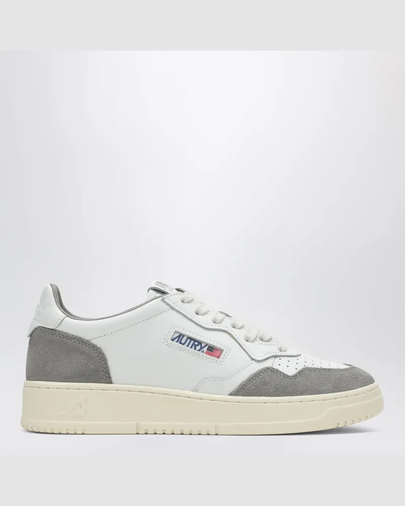 AUTRY Medalist Low Sneakers aus weißem Leder und grauem Veloursleder White