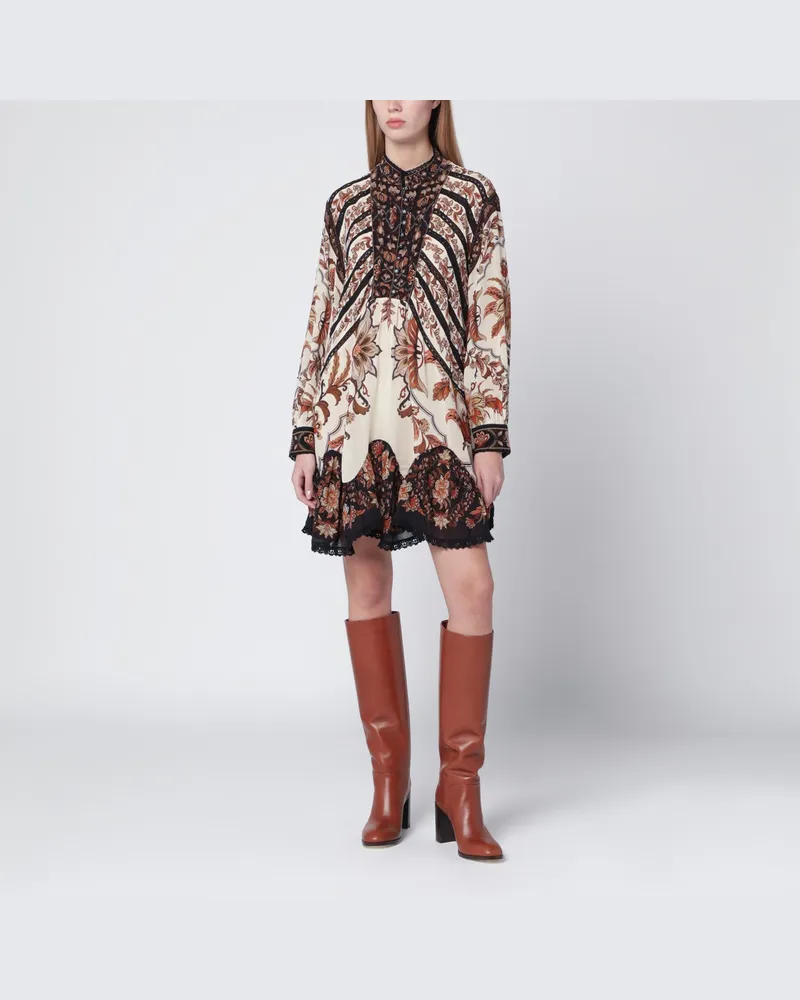 FARM Rio Sandfarbenes Minikleid Majestic Garden Lace 