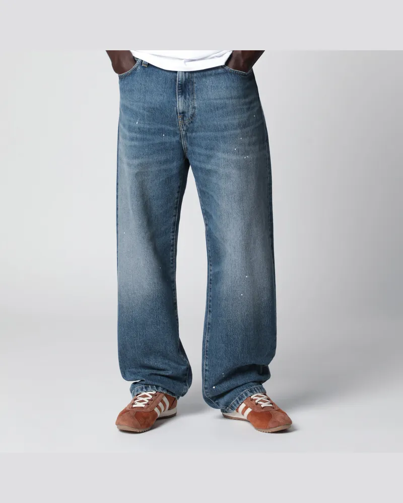 Carhartt WIP Landon Pant Blue/Destroy wash splatter Blue