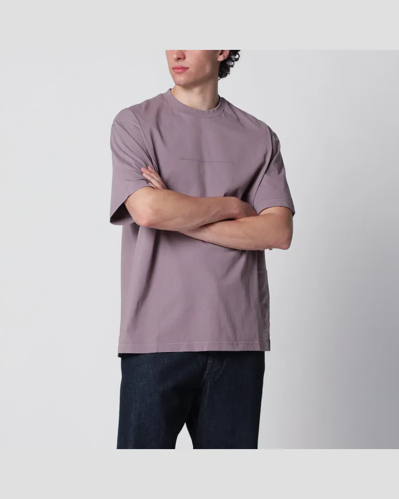 Stone Island Grau-lila T-Shirt mit Garment Dyed Graphics Print Purple