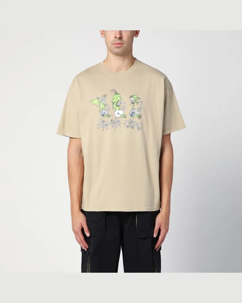 Brain Dead Beigefarbenes T-Shirt aus Baumwolle mit Aufdruck Beige