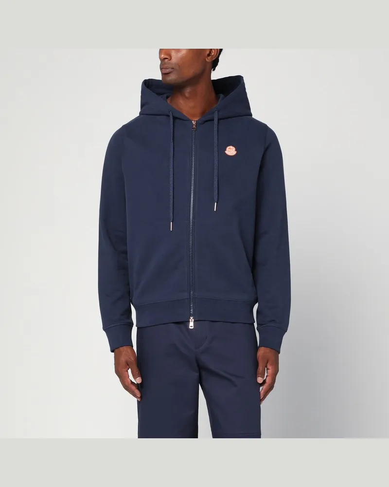 Moncler Blauer Sweatshirt mit Reißverschluss aus Baumwolle Blau