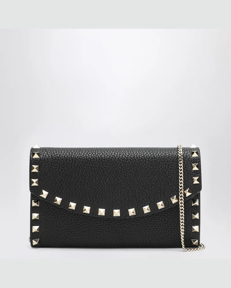 Valentino Garavani Schwarze Rockstud Umhängetasche Geldbörse 