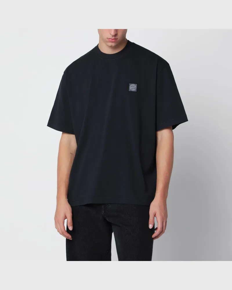 Stone Island Kurzarm-T-Shirt in Marineblau aus Baumwolljersey Blue