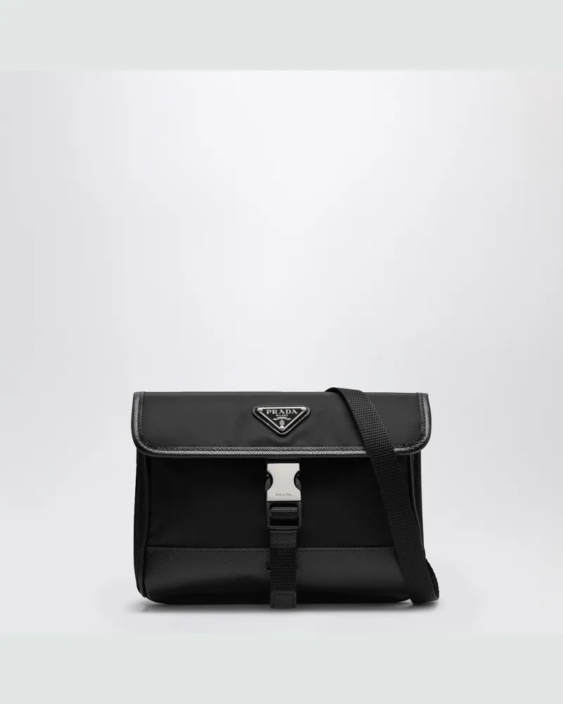 Prada Handyhalter aus Re-Nylon und schwarzem Saffiano Black