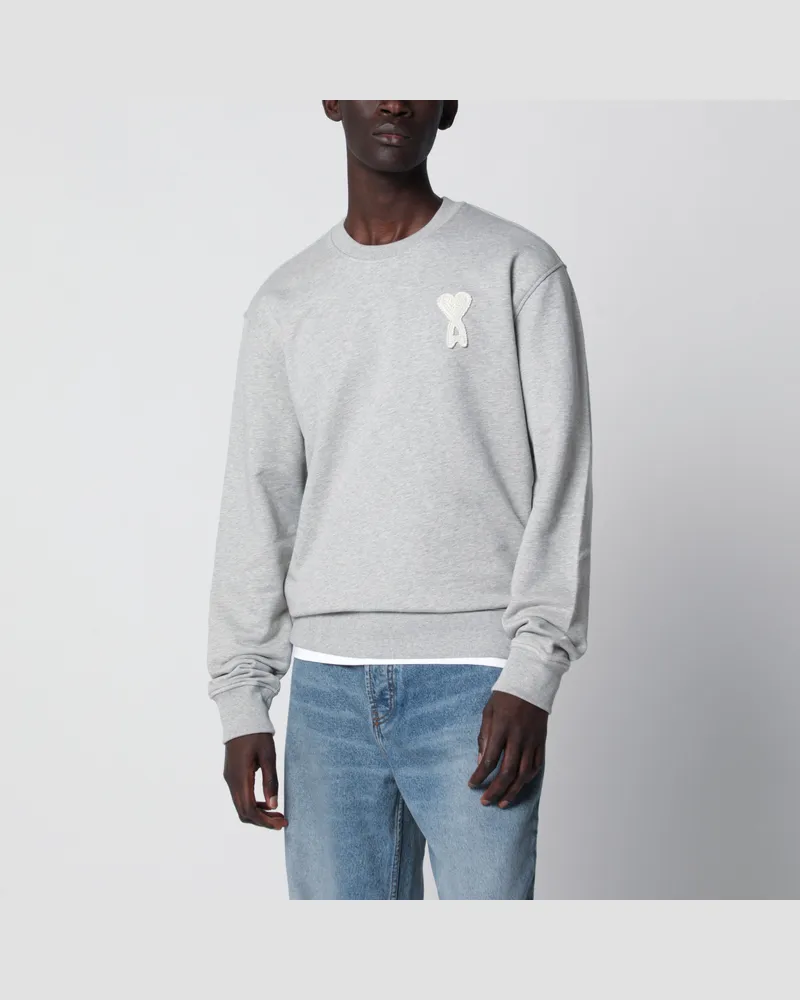 AMI Paris Graues Ami de Coeur Sweatshirt aus Baumwolle Grey