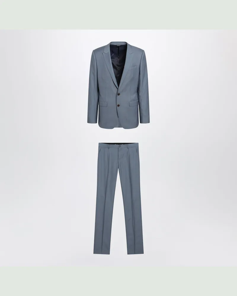 Dolce & Gabbana Einreihiger Anzug Sicilia Light aus Wollseide, blau meliert Blue