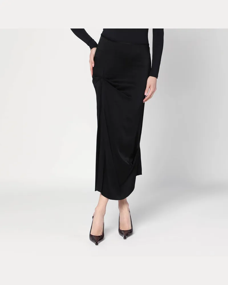 Victoria Beckham Schwarzer Midirock mit Drapierung 
