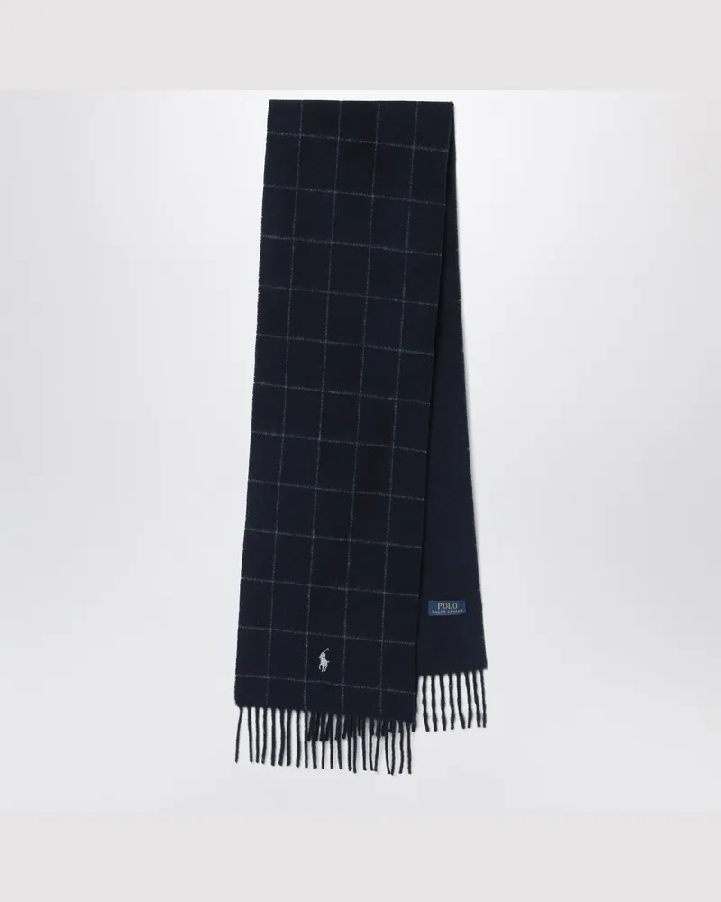 Ralph Lauren Marineblauer Karoschal mit Logo-Stickerei Blau