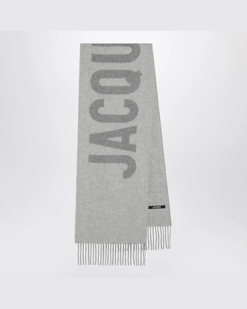 Jacquemus Grauer Wollschal mit Logo Grau