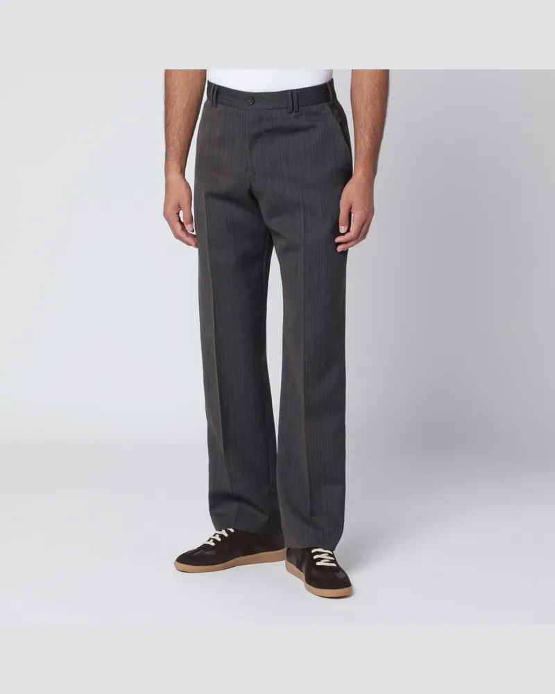 PT TORINO Braune gestreifte Wollhose Braun