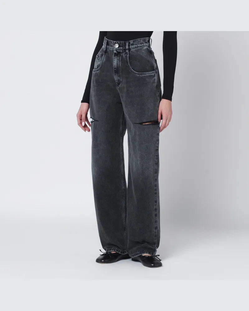 Maison Margiela Schwarze ausgewaschene Jeans mit seitlichen Schlitzen Black