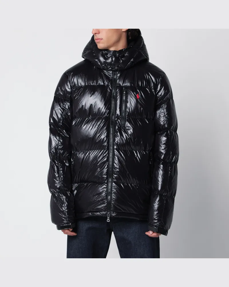 Ralph Lauren Gorham Daunenjacke aus schwarzem, glänzendem Nylon Black