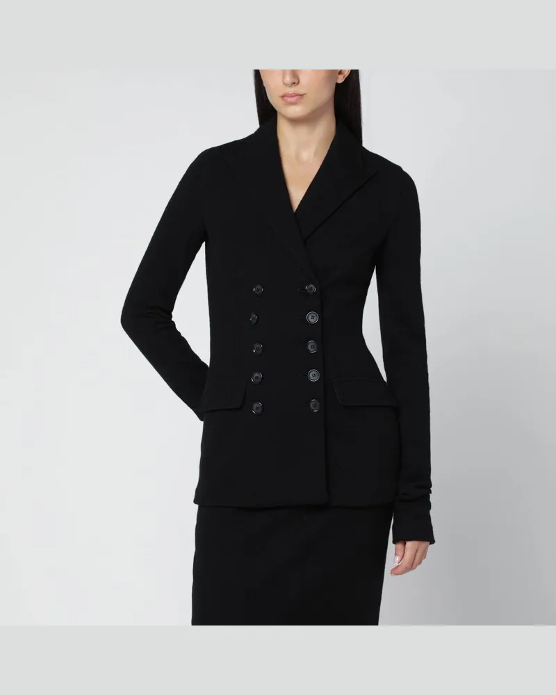 Dolce & Gabbana Schwarze Doppelreiher-Jacke aus Wolltuch Schwarz