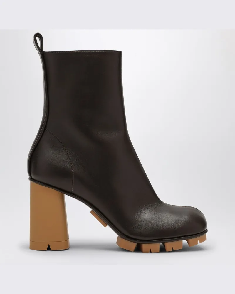 Bottega Veneta Dunkelbraune Shore Stiefelette aus Leder Braun