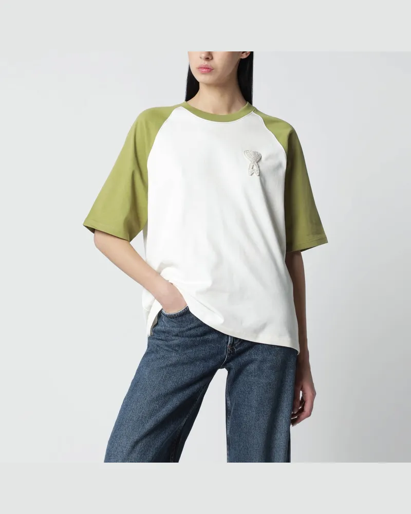AMI Paris Ami De Coeur T-Shirt in Weiß/Matcha White