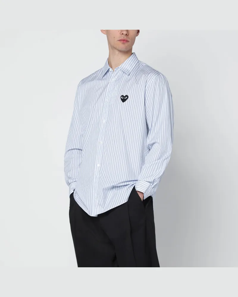Comme des Garçons Hellblau gestreiftes Baumwollhemd White