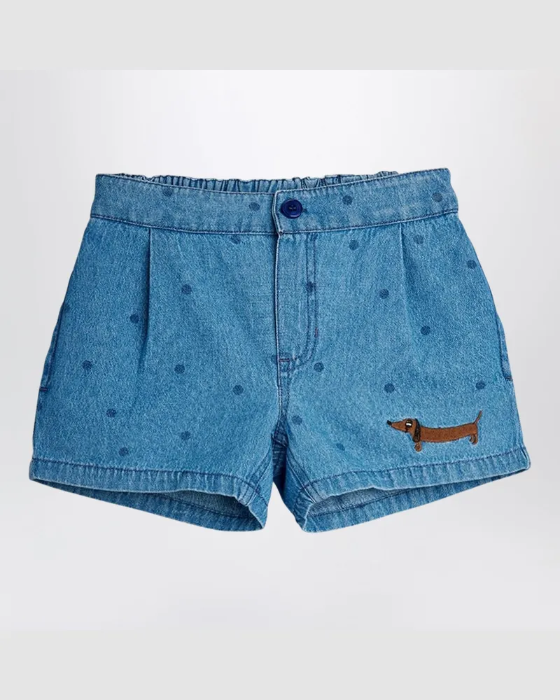 Mini Rodini Blaue Denim-Shorts mit Punkten Blue